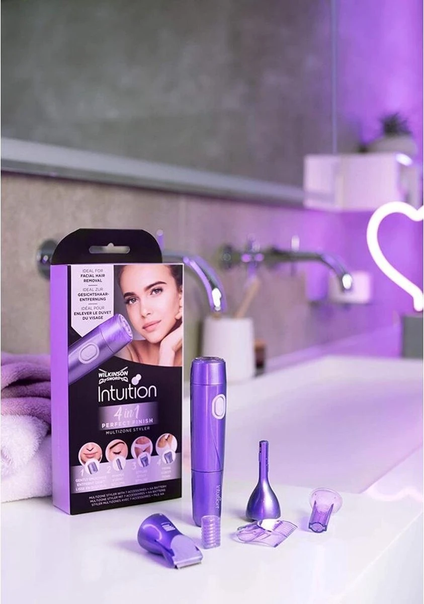 Wilkinson Intuition 4 In 1 Perfect Finish Multizone Styler Met 7 Accessoires En Batterij - 4-in-1 Trimmer Met Flexibile Scheeropzetstukken 4 Wilkinson Intuition 4 In 1 Perfect Finish Multizone Styler Met 7 Accessoires En Batterij - 4-in-1 Trimmer Met Flexibile Scheeropzetstukken - Afbeelding 2