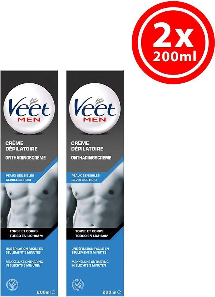 Veet - Men - Ontharingscrème - Gevoelige Huid - 2 X 200 Ml 3 Veet - Men - Ontharingscrème - Gevoelige Huid - 2 X 200 Ml