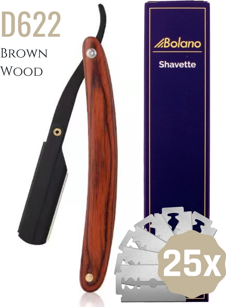 Bolano® Premium Shavette Open Scheermes Brown Wood + 50 Single Edge Scheermesjes - Klassiek Barbiersmes Straight Razor Voor Mannen - Cut Throat Razor Nekmes - Klassiek Klap Scheermes - Safety Razor Feather Mes 3 Bolano® Premium Shavette Open Scheermes Brown Wood + 50 Single Edge Scheermesjes - Klassiek Barbiersmes Straight Razor Voor Mannen - Cut Throat Razor Nekmes - Klassiek Klap Scheermes - Safety Razor Feather Mes