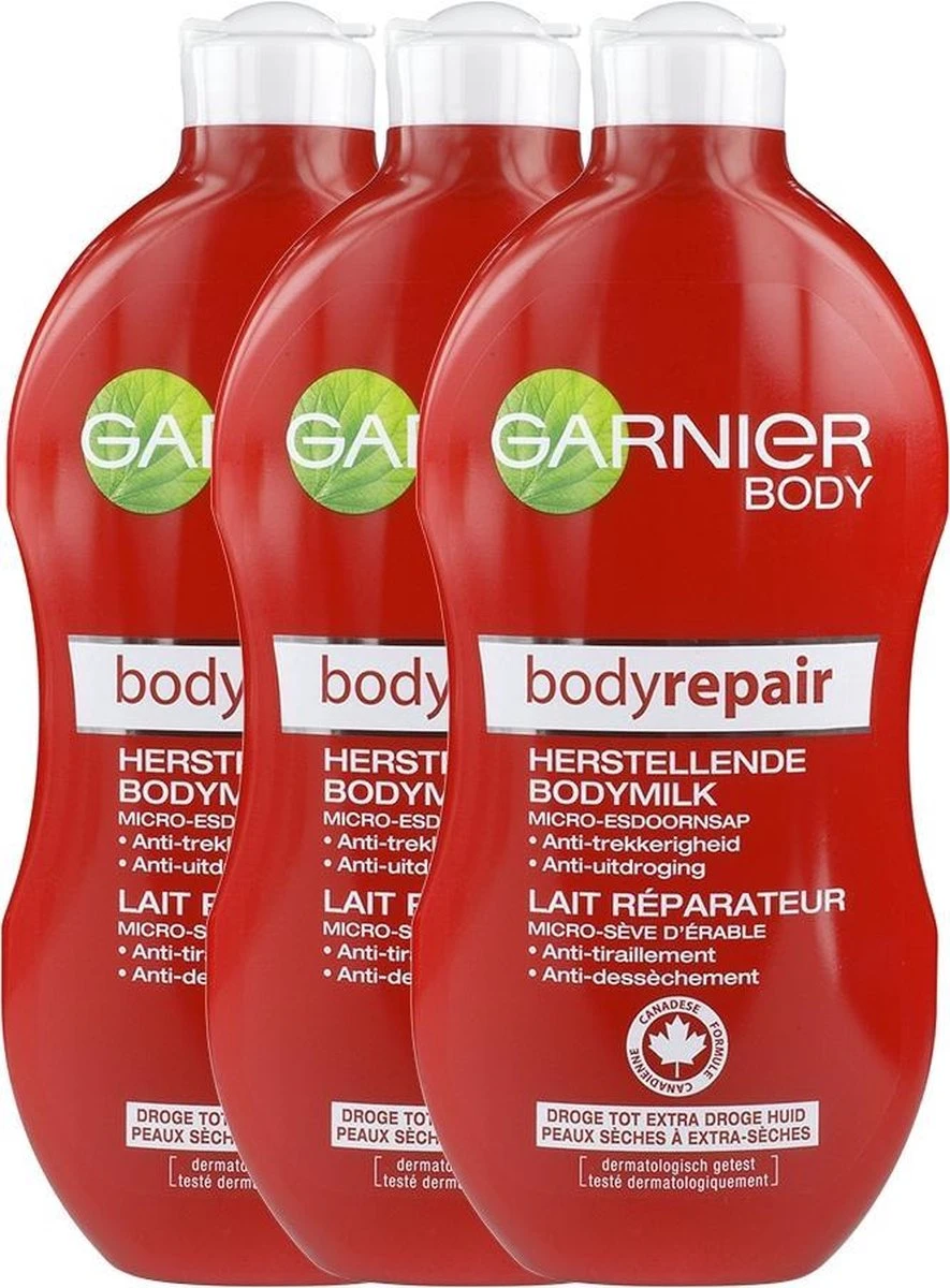 Garnier Body Repair Bodymilk - 3 X 400 Ml - Voordeelverpakking 3 Garnier Body Repair Bodymilk - 3 X 400 Ml - Voordeelverpakking