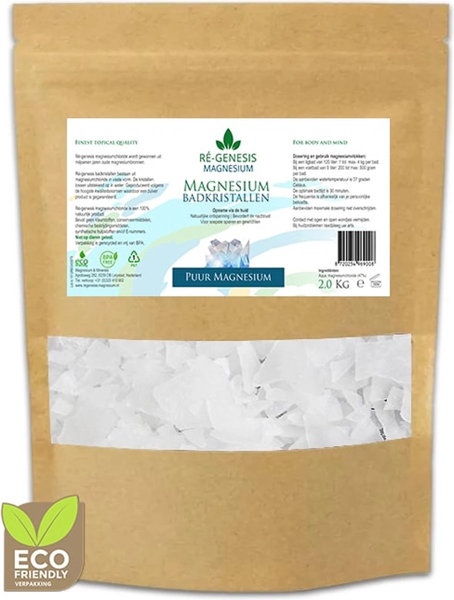 Ré-genesis Magnesium Badkristallen Vlokken – Magnesium Badzout – Voetenbad - 2 Kg - In Eco Kraft Stazak 3 Ré-genesis Magnesium Badkristallen Vlokken – Magnesium Badzout – Voetenbad - 2 Kg - In Eco Kraft Stazak