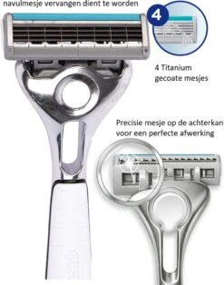 Wilkinson Sword Quattro Titanium Sensitive Scheerapparaat + 9 Scheermessen -Lichaamsverzorging Winkel 943x1200