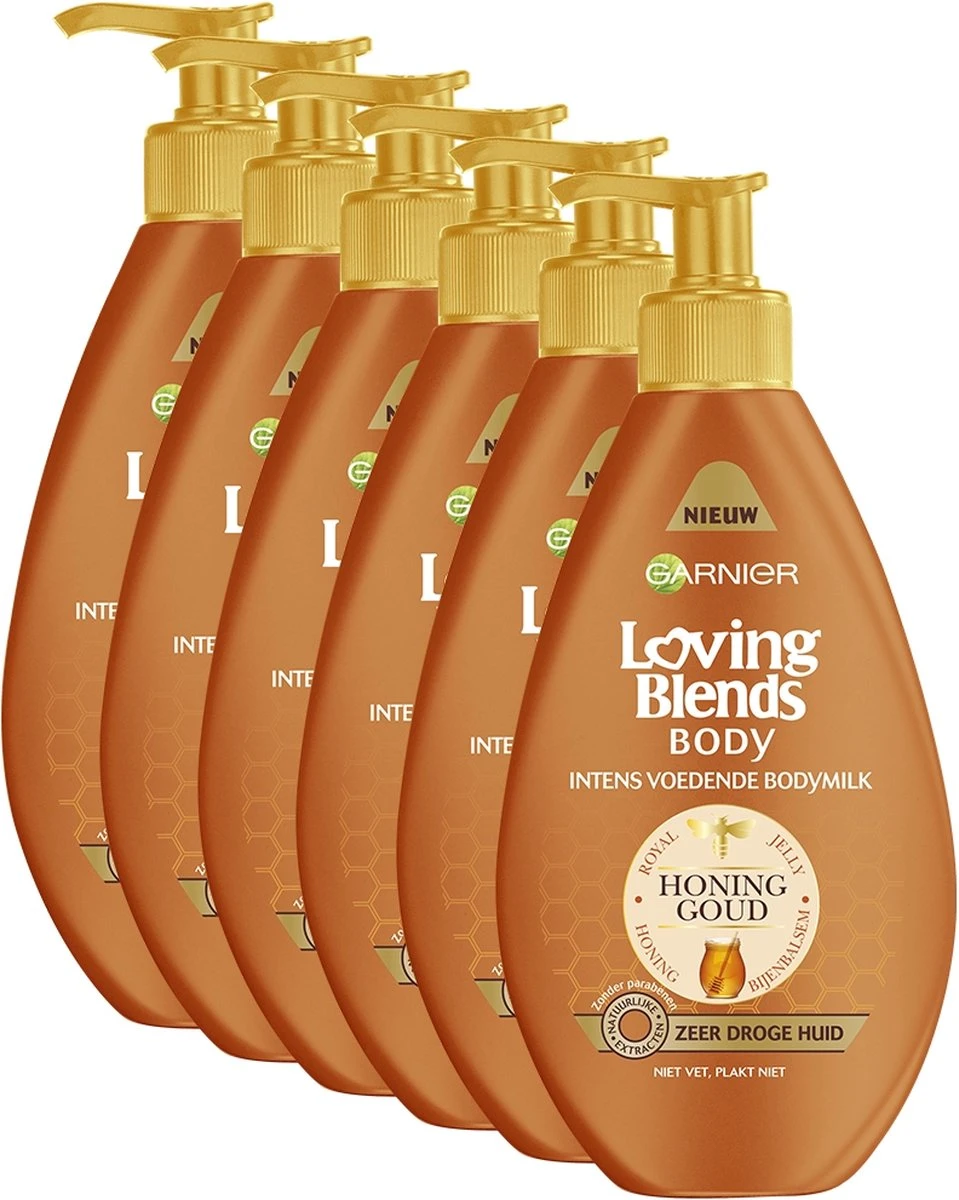 Garnier Loving Blends Body Honing Goud Bodymilk - 6 X 250ml - Voordeelverpakking 3 Garnier Loving Blends Body Honing Goud Bodymilk - 6 X 250ml - Voordeelverpakking