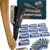 Mousche Barbiersmes Met 200 Scheermesjes - Klassiek Open Scheermes - Barber Mes - Shavette - Straight Razor - Klapmes - Nekmes - Kappersmes -Lichaamsverzorging Winkel 997x1200